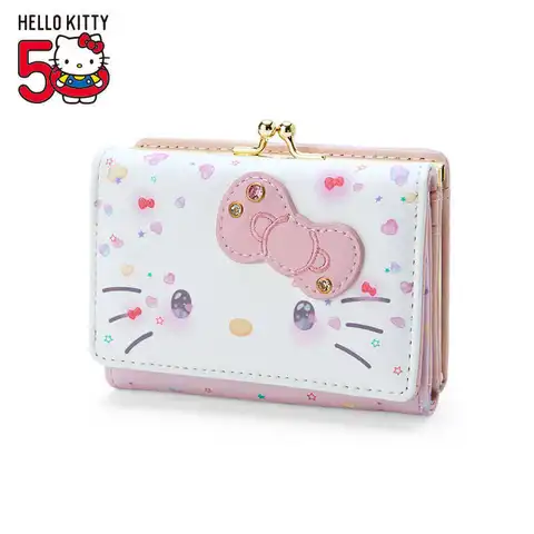 Sanrio Hello Kitty Loungefly Cartera de mujer Bolso de mano Bolso de tarjeta Monedero de doble pliegue Tarjetero de moda para damas