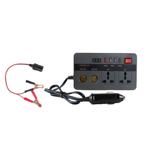 Imagen 1 del producto Estándar europeo 300W enchufe universal 12V a 220V inversor de coche convertidor de coche con carga rápida USB + TYPEC