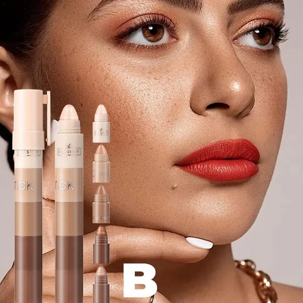 Stylo ombre à paupières longue durée 5 en 1, velours mat, Pigment scintillant, combinaison de maquillage, Mini stylo ombre à paupières rose marron