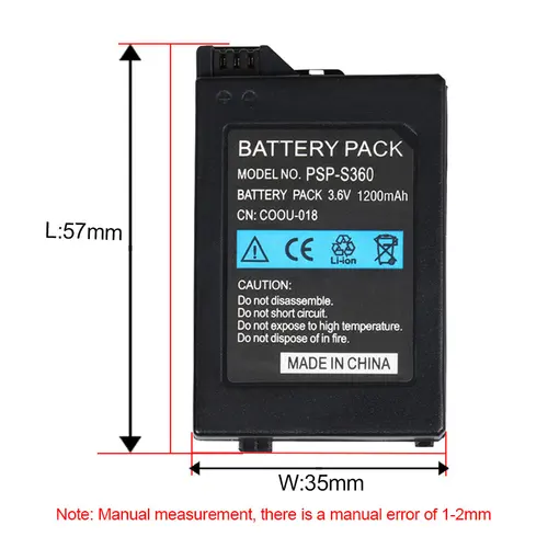 Imagen 2 del producto Batería Psp S360 S110 3,6 V 1200mAh para Sony Psp3000 Psp2000 PSP 2000 3000 2001 3004 reemplazo de baterías de consola portátil