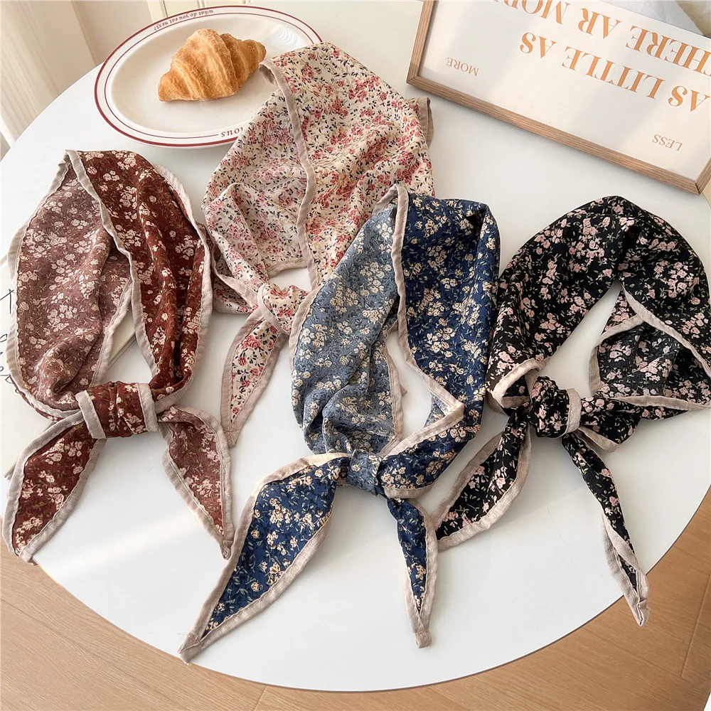 28*112cm Flower Scarf Women Fashion Bandanas Head Hair Shawl Wraps Accessories Turban