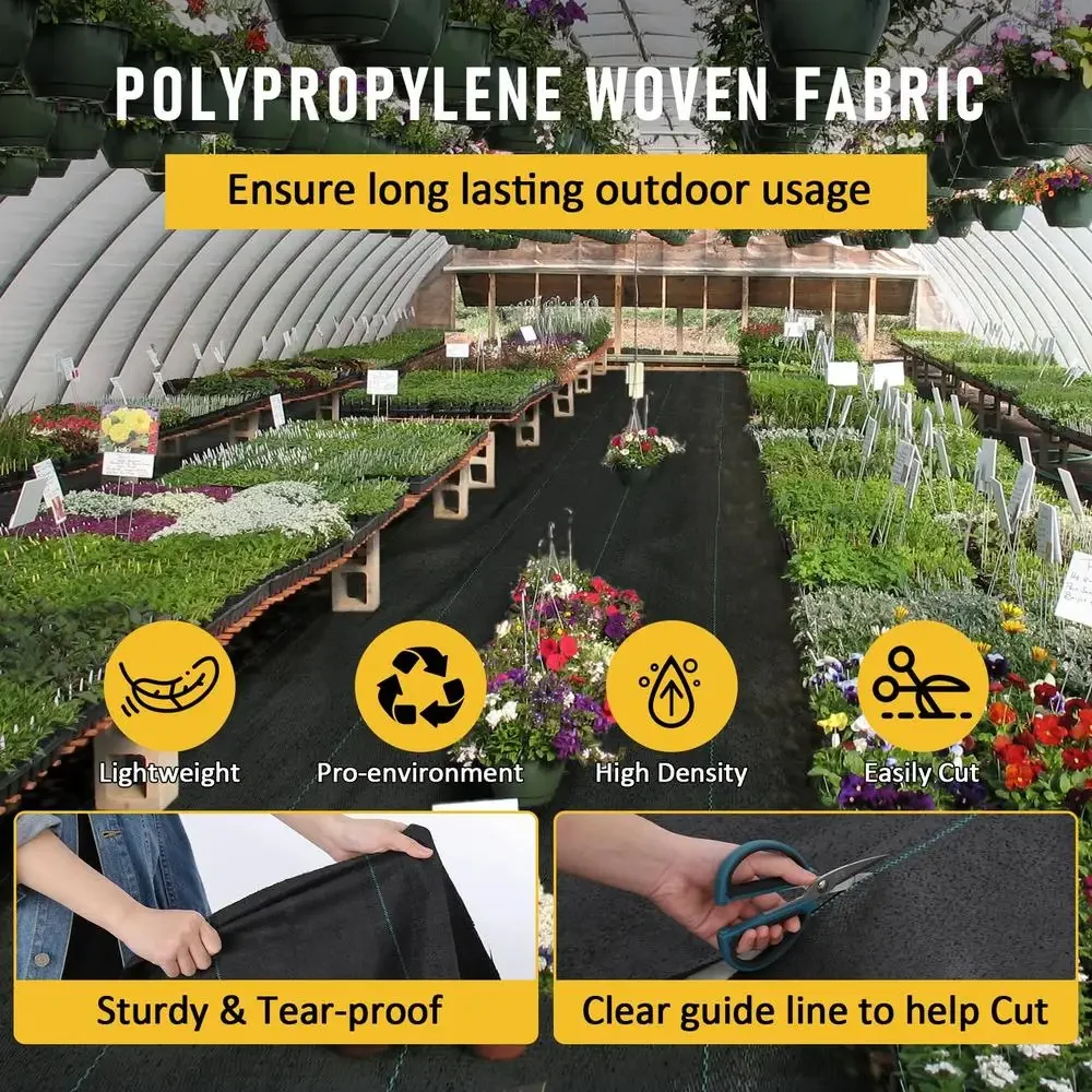 Weed Control Fabric Heavy Duty 5FTx300FT Woven Landscape Cloth Geotextile Gardening Eco-friendly High Density Permeability UV