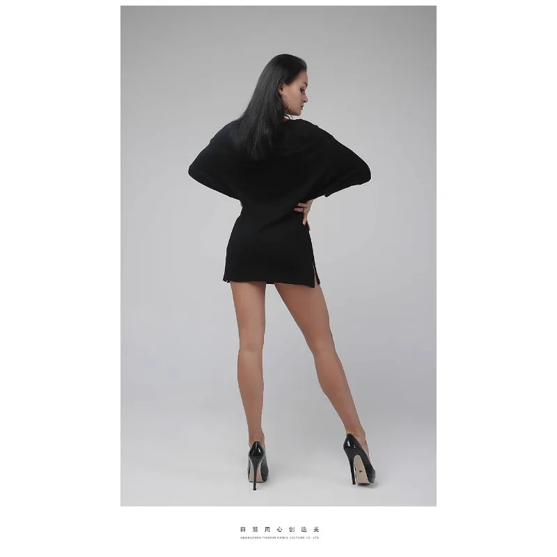 Customized Adult Female Latin Dance Dress for Women Bat Sleeve Art Exam Clothes Practice Clothing