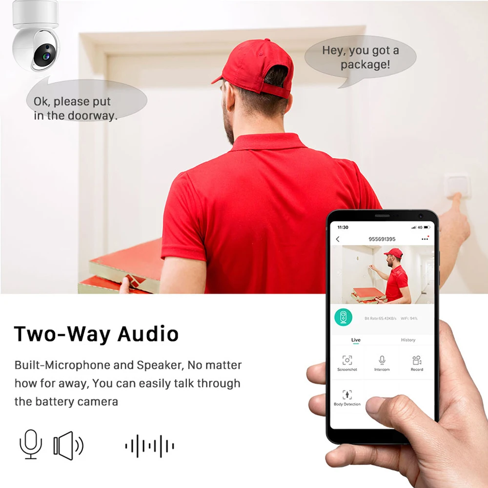 3MP 2K WIFI Camera Mini PTZ IP Camera Auto Tracking Two-Way Audio Motion Detection ICsee Home Security Camera Baby Monitor