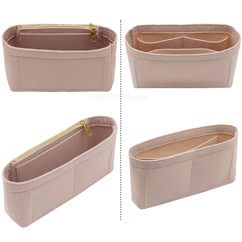 Make Up Organizer Felt Insert Bag Women Travel Inner Bag Organizer Zipper Purse Handbag Liner Cosmetic Storage Bags Inner Pocket