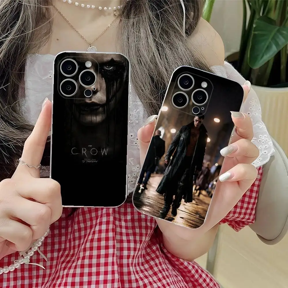 

B-Bill Skarsgard Crow Phone Case For iPhone 16,15,14,13,12,11 Plus,Pro,Max,XR,XS,Plus,E,SE4,Mini Transparent Soft Cover