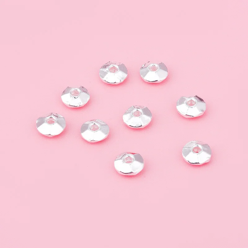 New smooth plain silver flying saucer bead S999 sterling silver loose bead accessories handmade DIY beading