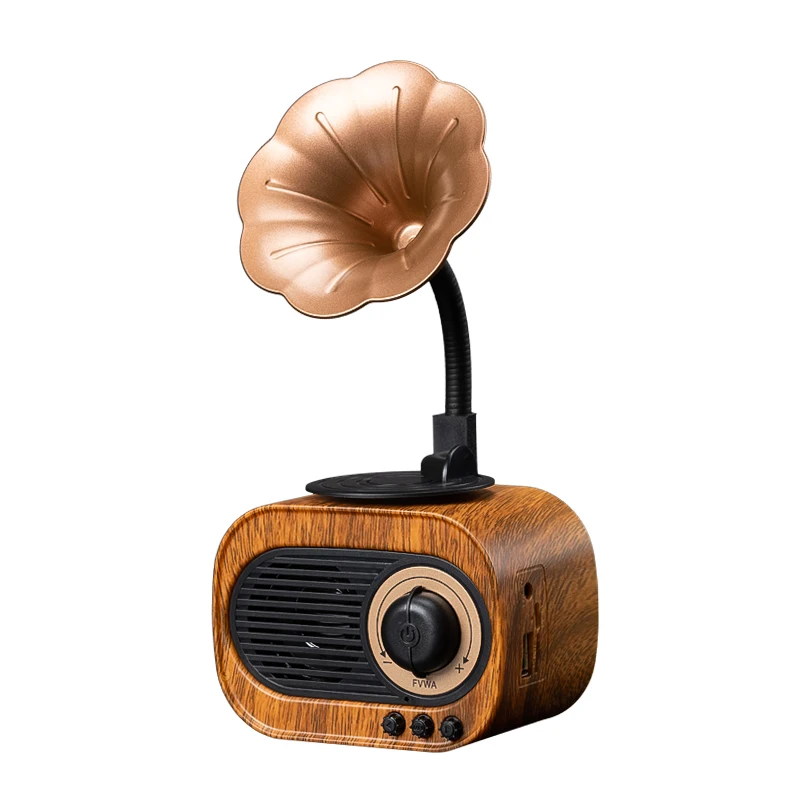

Retro Wood Bluetooth Speaker Portable Wireless Mini Outdoor Sound System with TF FM Radio Music MP3 Subwoofer