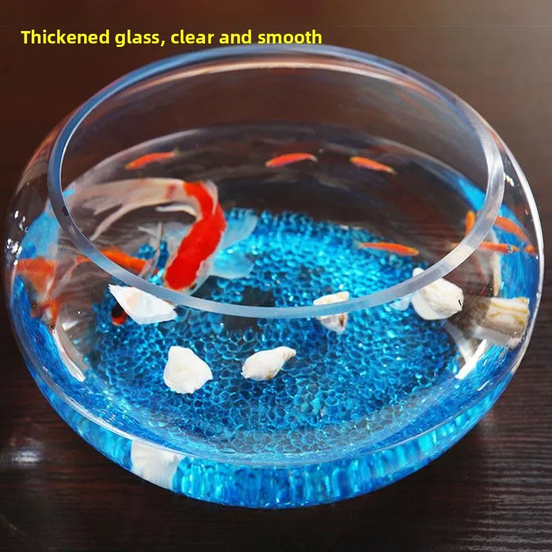

Утолщенный прозрачный стеклянный аквариум для офиса, настольный круглый аквариум для золотых рыбок, аквариум для черепах, декор для дома и гостиной