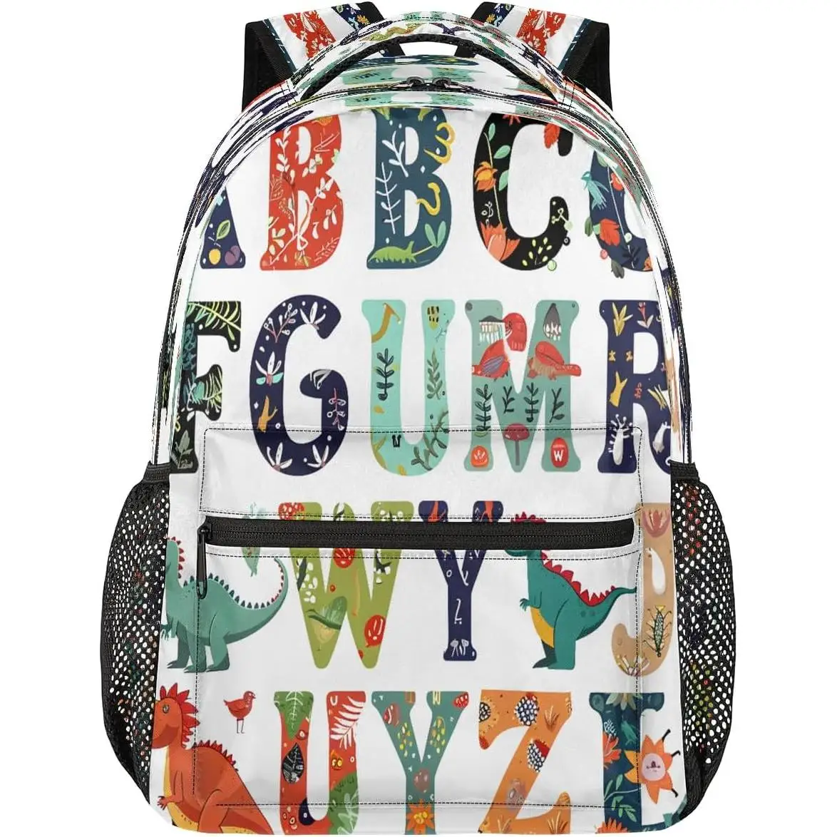 

Backpack Alphabet Chart Dinosaur Waterproof Lightweight Travel Back Pack Adjustable Casual Rucksack For Men Women Daypack Fits