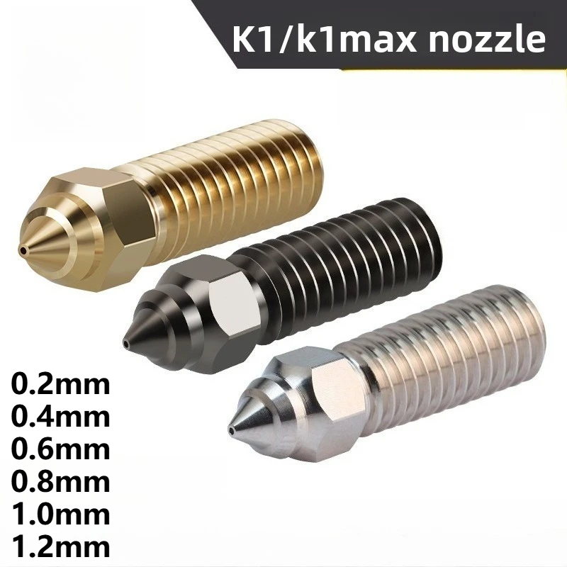 

1/2/3PCS 3D printerK1/K1 Max nozzle 0.2-1.2mm High temperature resistant brass/chrome zirconium copper/hard steel nozzle
