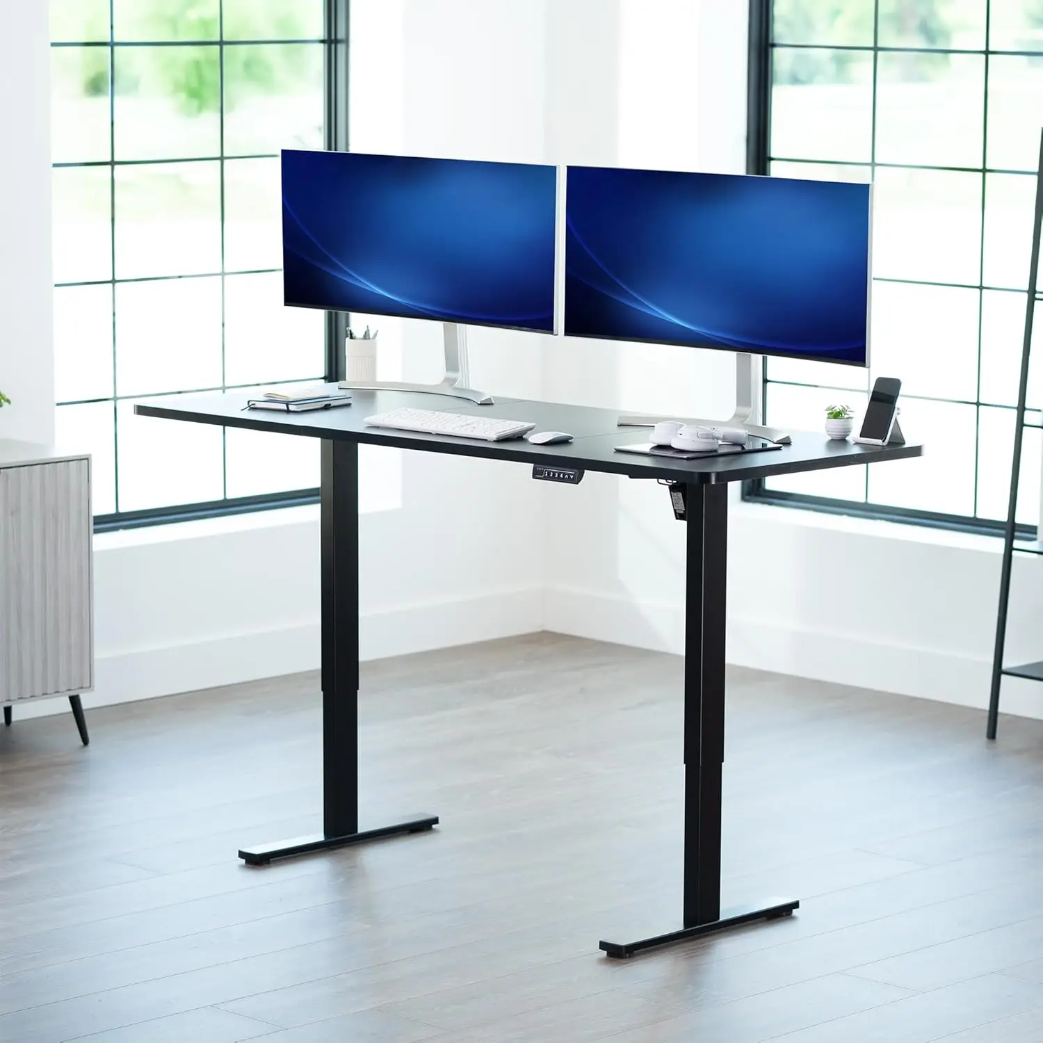 Black 71 x 30 in Standing Desk, DESK-KIT-1B7B | Electric, Holds 220 lbs, Sit Stand, Height Adjustable, Extra Deep, Customized