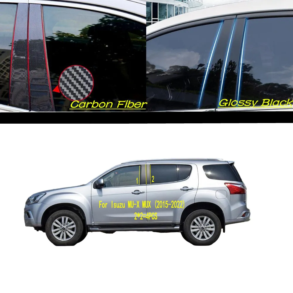 Car PC Material Pillar Post Cover Door Trim Window Molding Sticker Accessories Plate For Isuzu MU-X MUX 2015 2016 2017 2018-2022