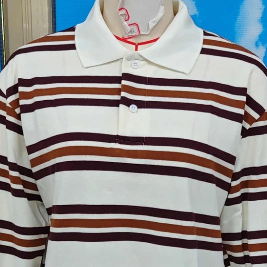 Retro Women Fall Collared Shirt Striped Print Loose Fit Long Sleeve Lapel Tops Lightweight Casual Autume Pullover