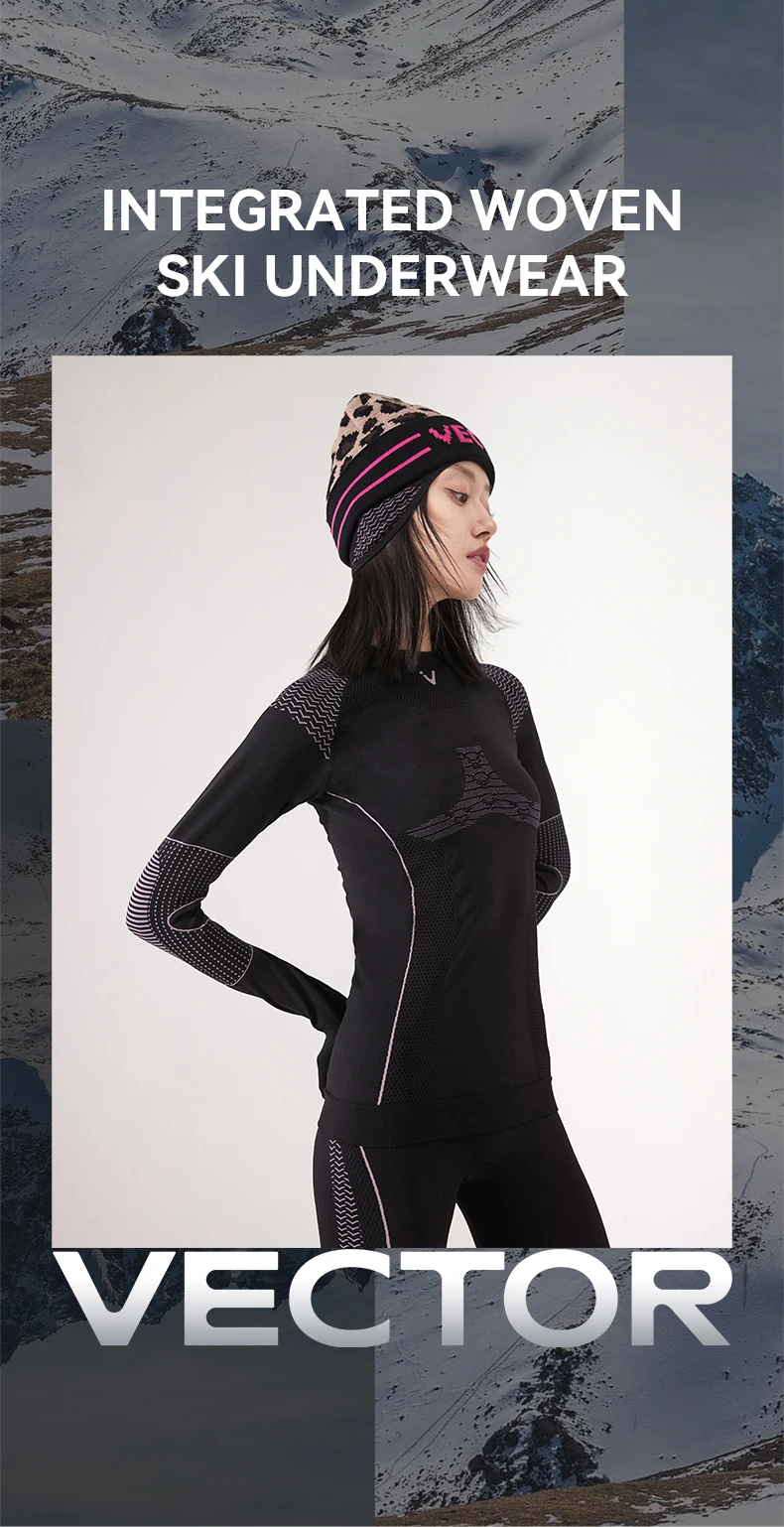 VECTOR Men Women Ski Thermal Underwear Sets Quick Dry Functional Compression Tracksuit Tight Snowboarding Tops and Pants Adult