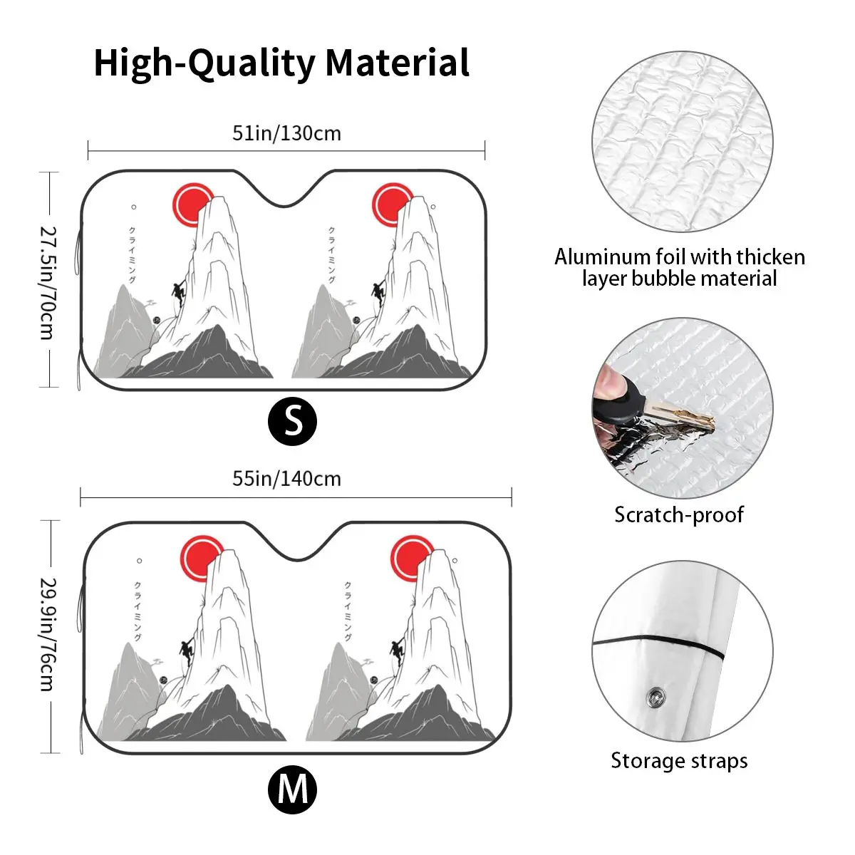 التسلق نحو الشمس - الفن الياباني ظلة الزجاج الأمامي نافذة الزجاج الأمامي للسيارة واقي من الشمس يغطي الملحقات #2