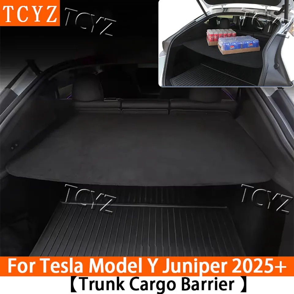 

For Tesla Model Y Juniper 2025 Trunk Cargo Cover Retractable Partition Baffle Plate Curtain Rear Luggage Carrier Auto Accessorie