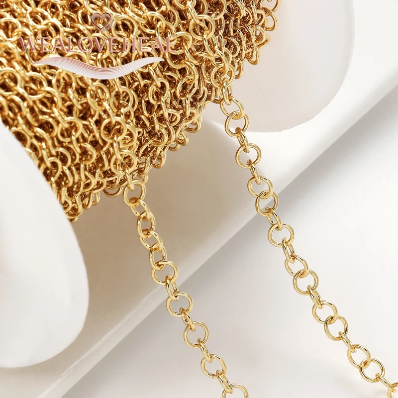 Cadenas de latón chapadas en oro de 18 quilates, accesorios para hacer joyas Diy, para hombre, mujer, collar, pulsera, suministros para hacer cadenas de joyería