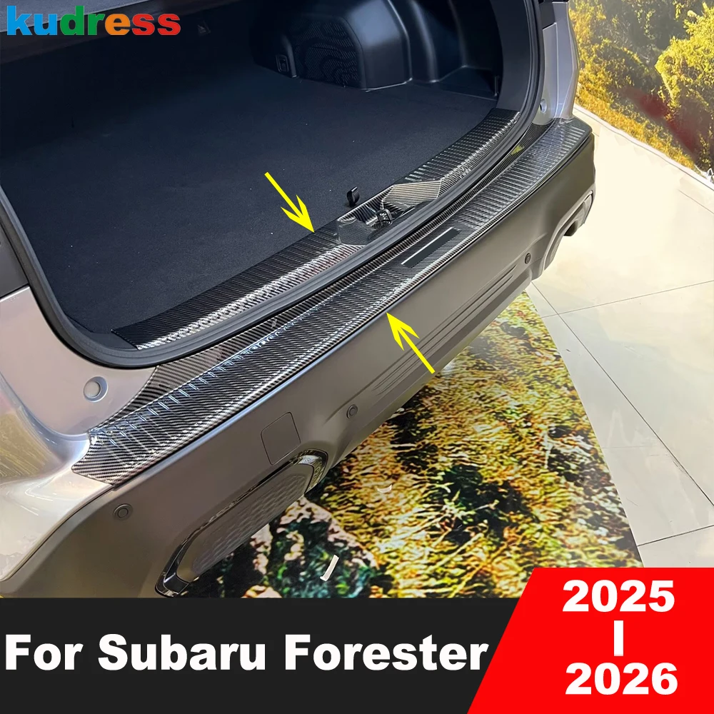 

Накладка на задний бампер багажника для Subaru Forester 2025 2026, стальное углеродное волокно, накладка на порог задней двери, автомобильные аксессуары