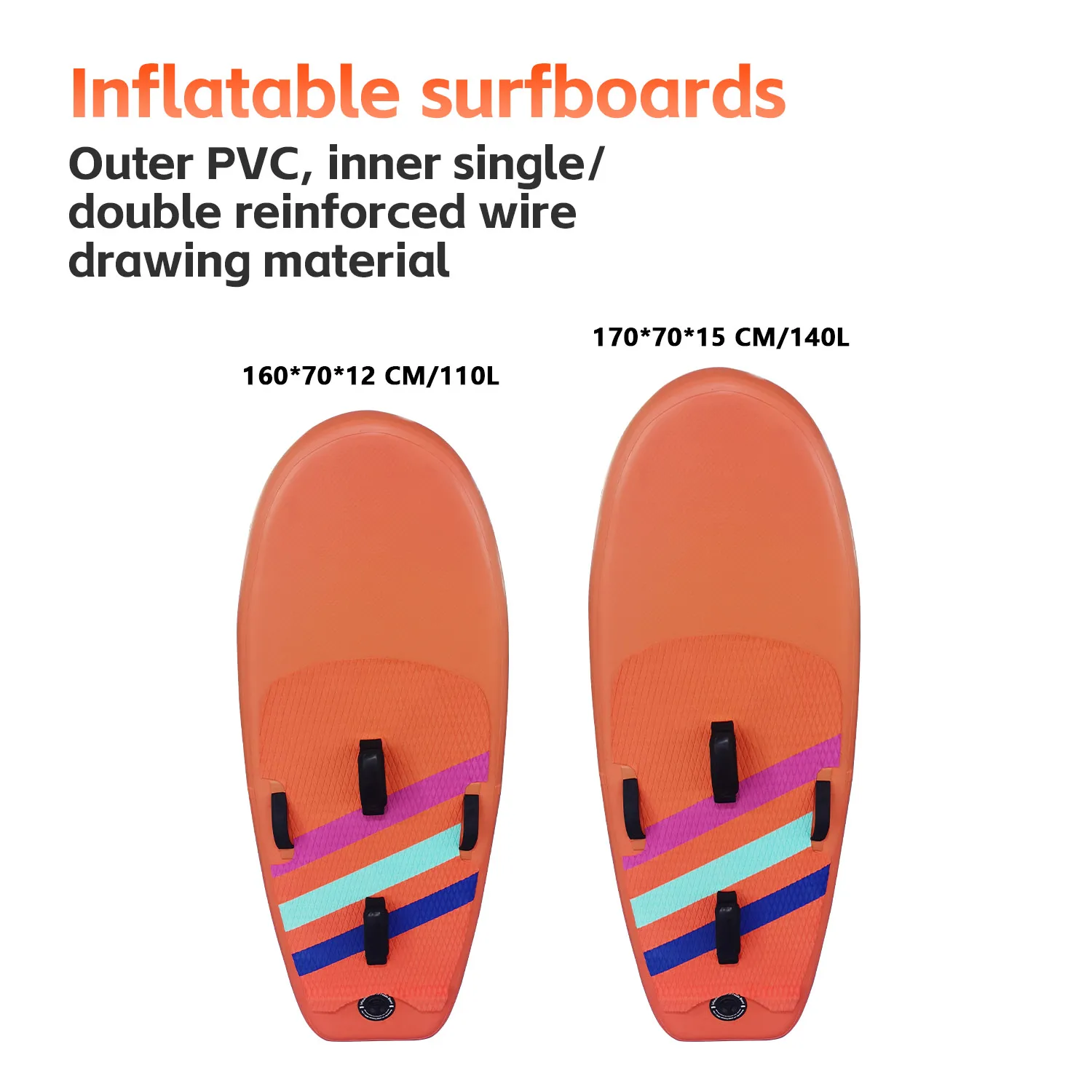 OEM Custom Imported PVC Brushed Wire Hydrofoil Surfboard Unisex 110L/140L Inflatable Carbon Fiber Kite Surfboard Hot Orange