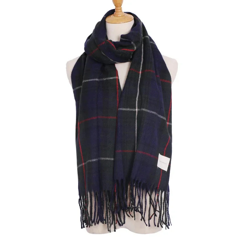 2024 Winter Warm Plaid Scarf Women Luxury Desigual Brand Acrylic Fashion Long Scarf Couple\'s Unisex Foulard Mulher