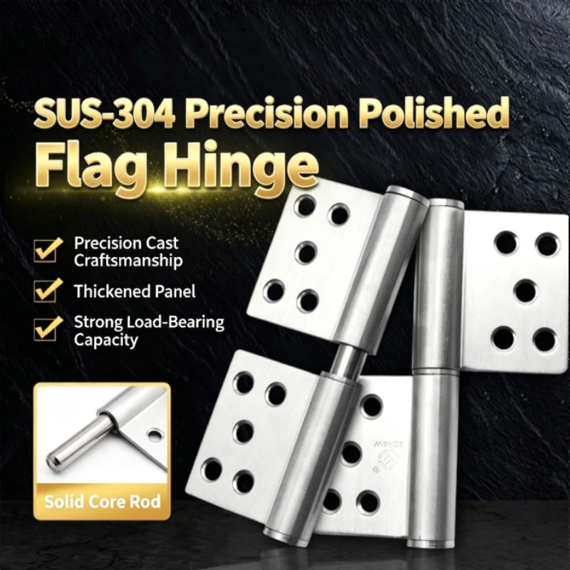 Black 304 Stainless Steel Flag Hinge, Detachable Bending Door Hinge, Fire Door Fittings, Removable Steel Door Pivot Hinge