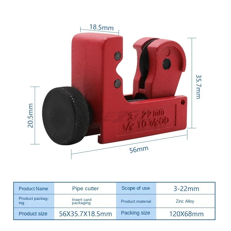 Maszyna do cięcia rur miedzianych metalowych 3-22 mm Aluminiowa rura wodna Narzędzie do konserwacji klimatyzacji Lodówka