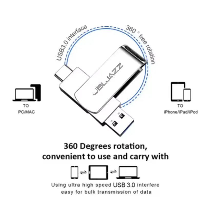 High-Speed USB 3.0 Metal Pendrive Type-C Portable Waterproof Flash Drive 1TB 512GB 256GB 128GB 2TB Memory Disk for Data Storage