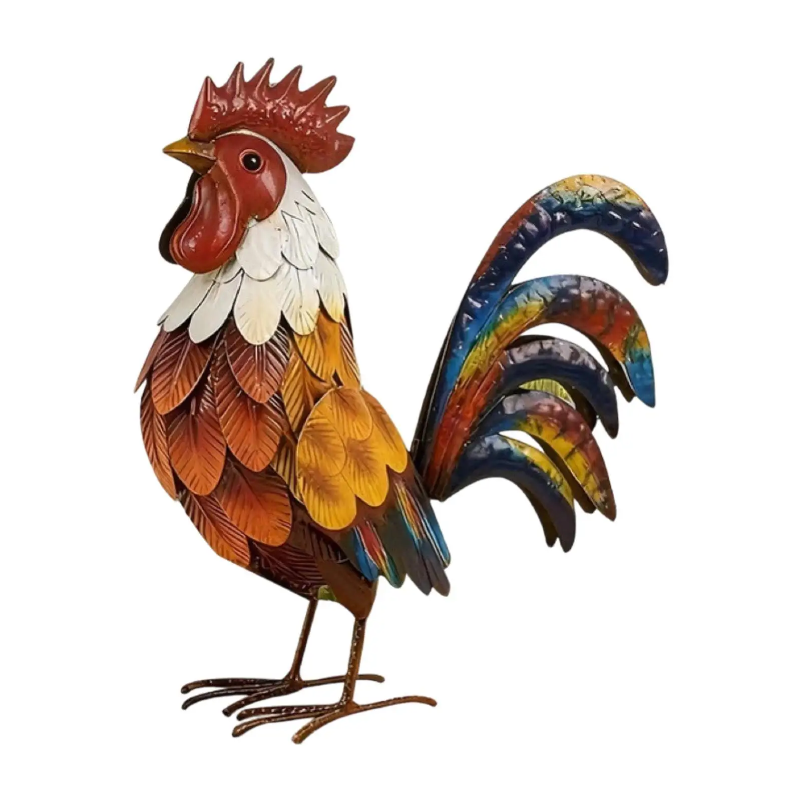 

Metal Rooster Garden Statue Creative 3D Cock Sculpture Lawn Ornament Iron Art Decor for Lawn Yard Outdoor Farm Housewarming Gift
