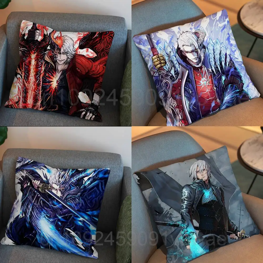 

game Cry Dante Vergil Nero Devil May Pillow Case Living Room Sofa Cushion Cover Suitable For Home Bedroom Room Decoration