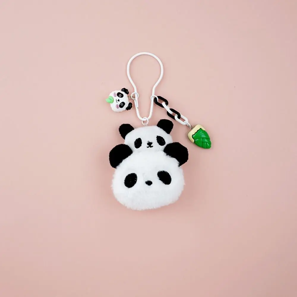 Creative Cute Bamboo Tube Panda Keychain Cartoon Soft Kawaii Animal Pendant Key Ring Plush Stuffed Panda Keychain Kids