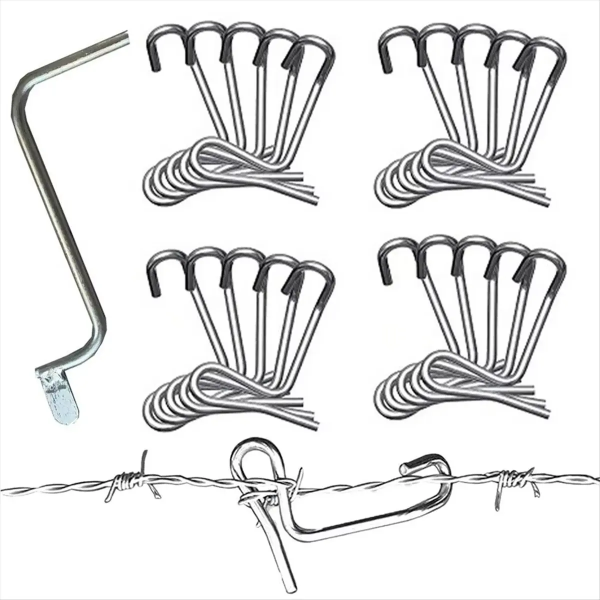 X16A Hot Fence Wire Tensioning Tool 20X Wire Tighteners with Handle Metal Stretcher Repair Supplies for Outdoor Farm Garden