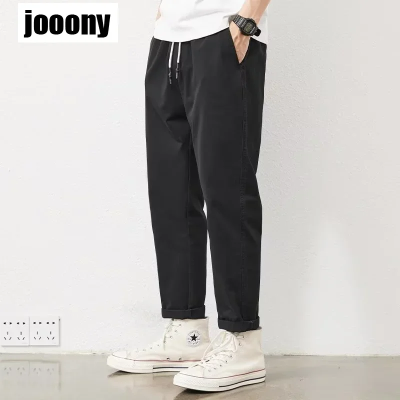 새로운 2023 여름 남성 헐렁한 캐주얼 스트레이트 바지 느슨한 한국 패션 클래식 Simpicity 바지 Pleated Tapered 남성 바지