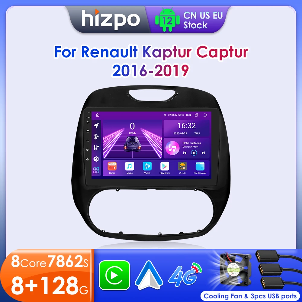 Hizpo 7862 Car Radio For Renault Kaptur Captur 2016 - 2019 Wireless Carplay Intelligent System Multimedia Android Auto 4G 2Din