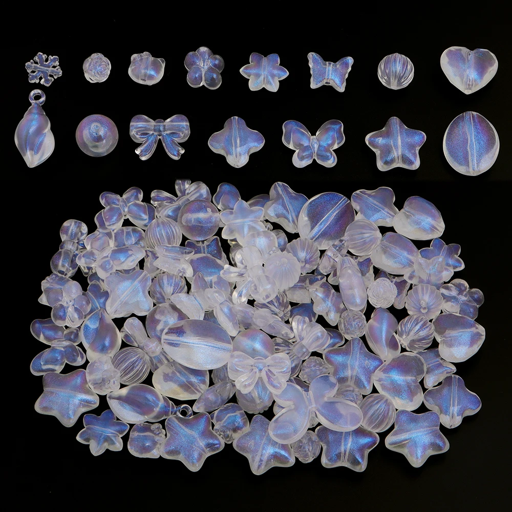 Multi Shape Acrylic Pearlescent Laser Beads ABS Lmitation Charm Mini Loose Beads For Crafts Making DIY Bracelet Accessories