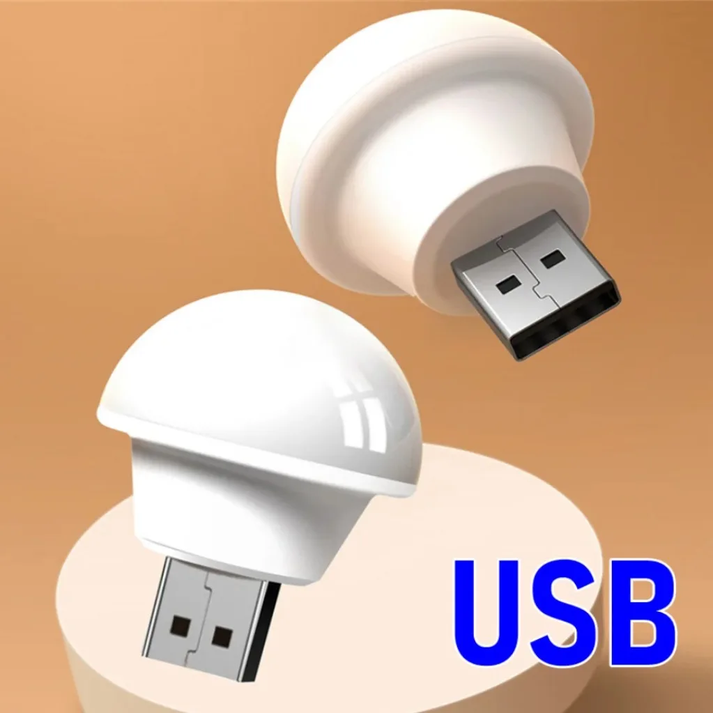 USB Night Light USB Book Lights USB Plug Lamp Mini LED Night Light Power Bank Charging Small Round Reading Eye Protection Lamp