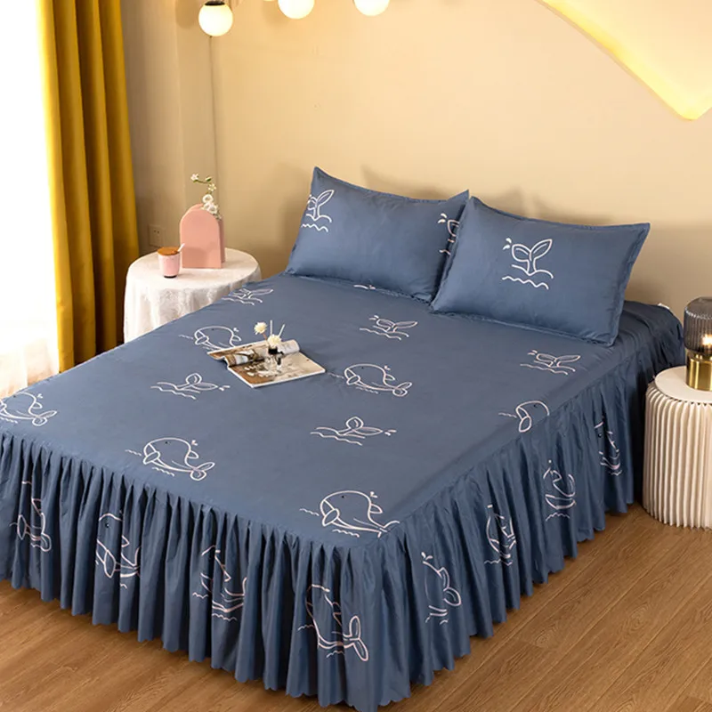 Sábanas planas estampadas para dormitorio, ropa de cama cómoda de algodón lavado, Funda de colchón, tamaño King, Sábana de cama para el hogar, sin