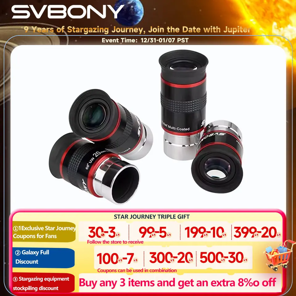Wide Angle Telescope Eyepiece Set 1.25"