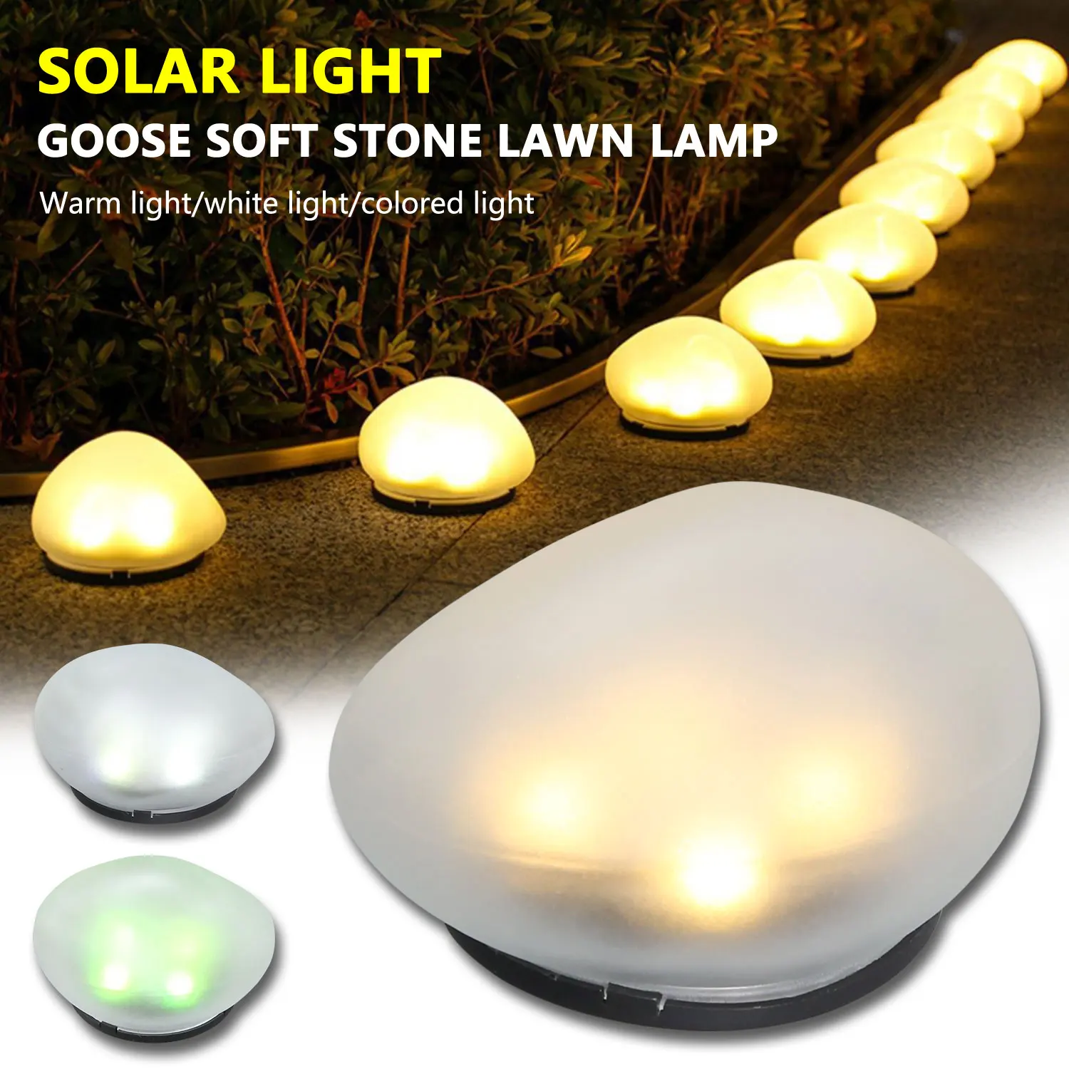 Easy Install Solar Garden Lights Outdoor, 4 Bright LEDs,IP65 Waterproof Solar Powered Stone Light，For Outdoor Decoration