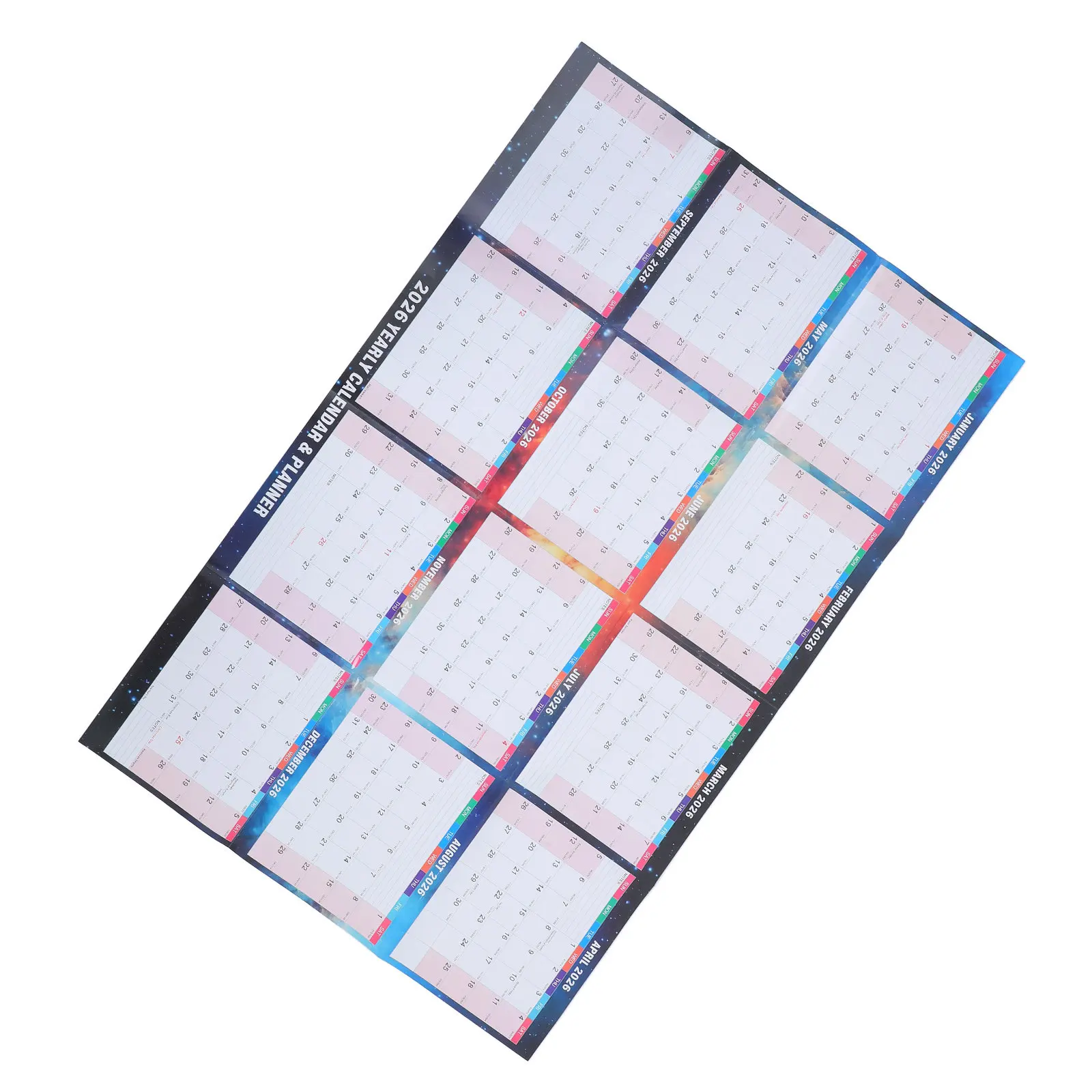 

Настенный календарь-планер на 2026 год, сухостираемый, на 12 месяцев, двусторонний, ламинированный, для офиса, дома, школы, управления задачами