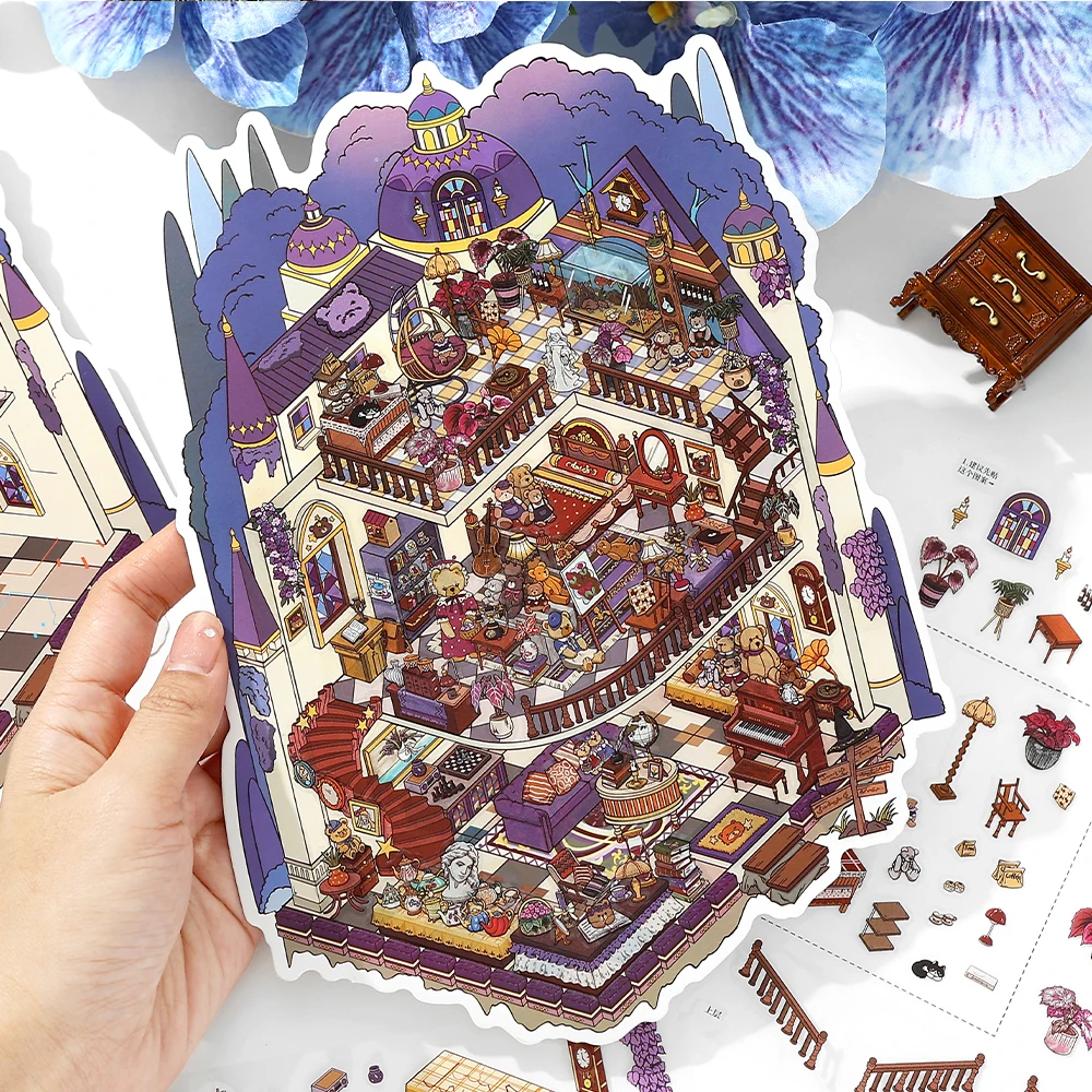 

JIAMEI загадочный замок Kawaii 3D миниатюрная сцена мультфильм пейзаж наклейки DIY ручная работа укладка наклейка для скрапбукинга подарок ребенку