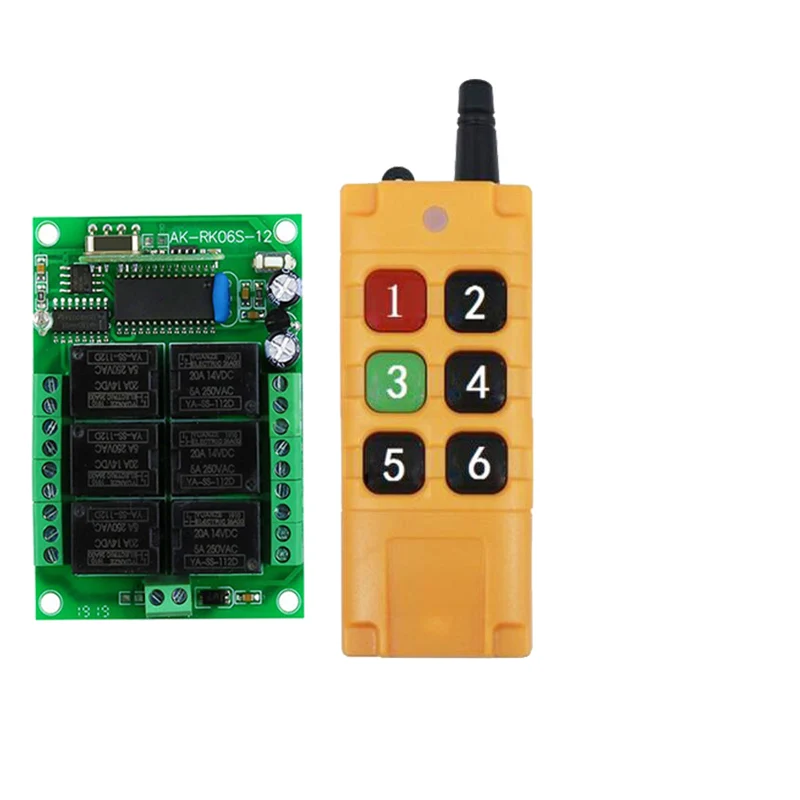 2000m DC12V 6CH 6 CH Wireless Remote Control LED Light Switch Relay Output Radio RF Transmitter And 433 MHz Receiver