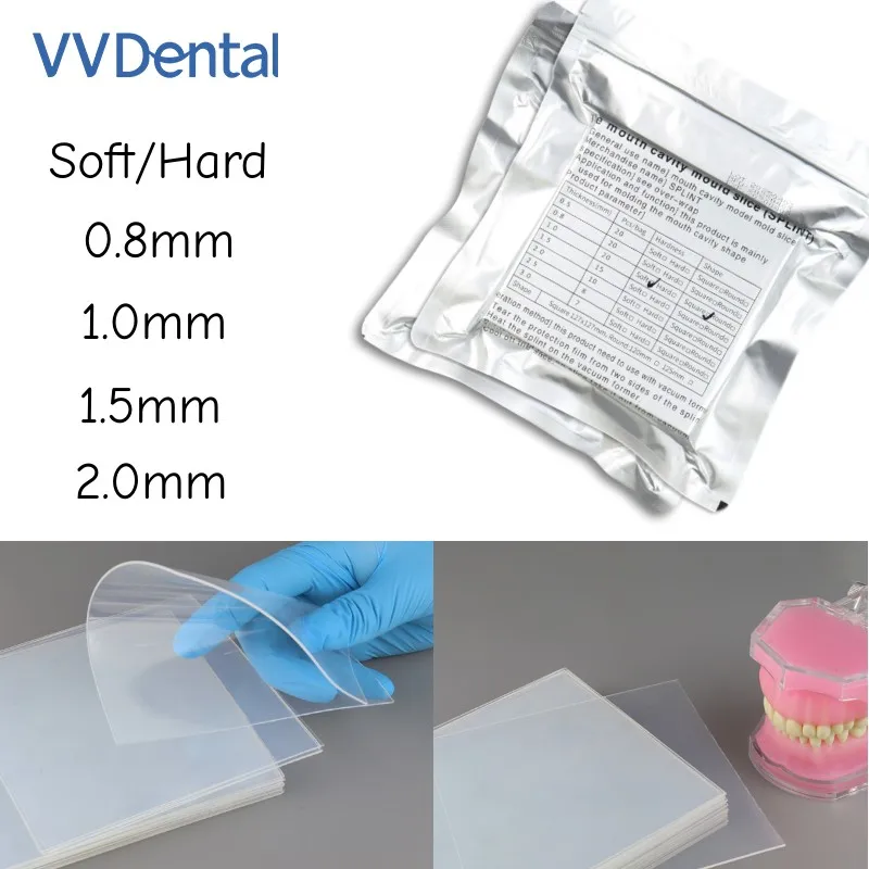 VV Dental Lab Orthodontic Splint Retainer Slice Vacuum Forming Sheet Soft Hard 0.8/ 1.0/1.5/2.0mm Thermoforming Material