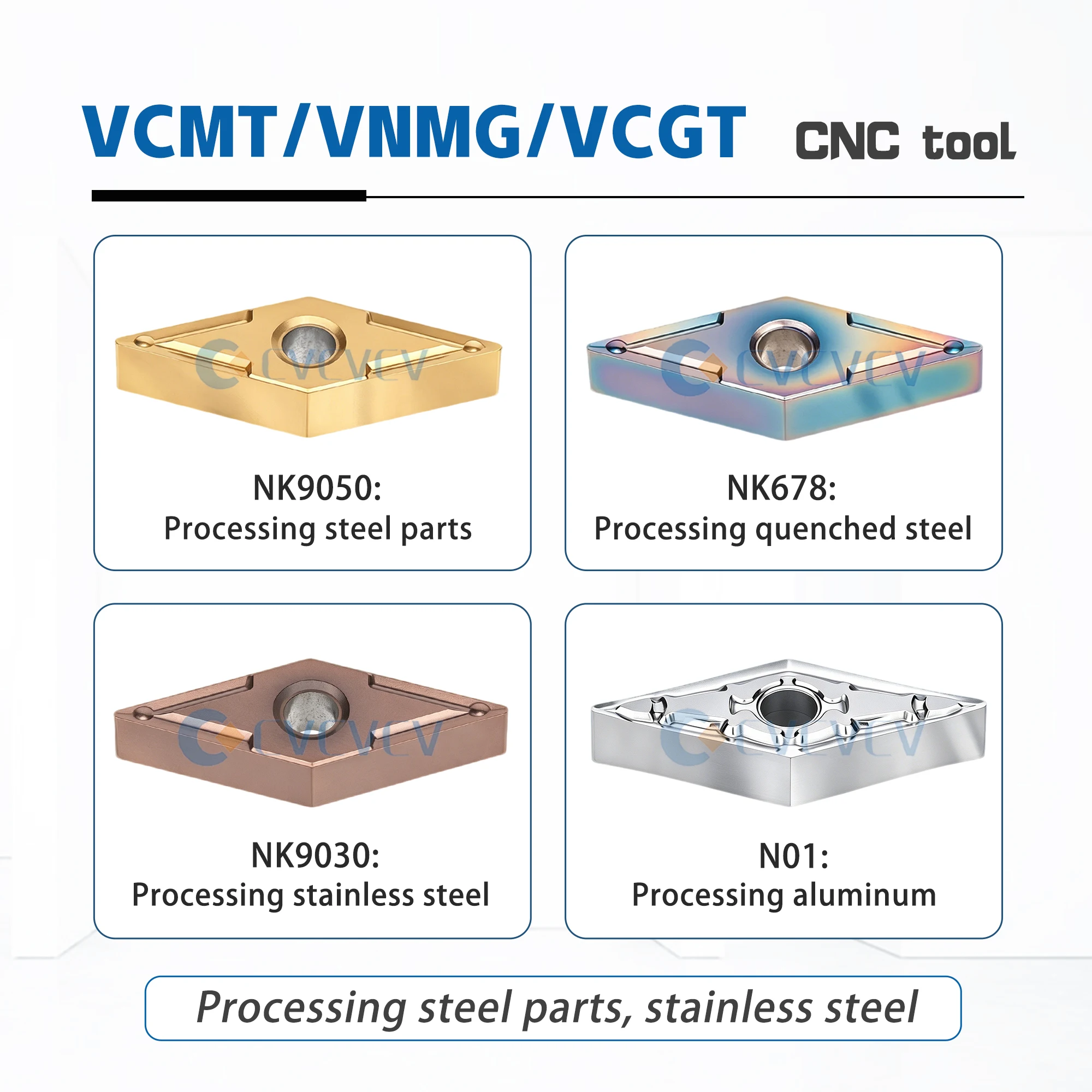 VCGT VNMG VCMT Series VCMT160404-36deg VNMG160404-38deg VCGT160402-18deg Lathe Outer Circular Blade Single Tooth Pulley Inserts - view 2