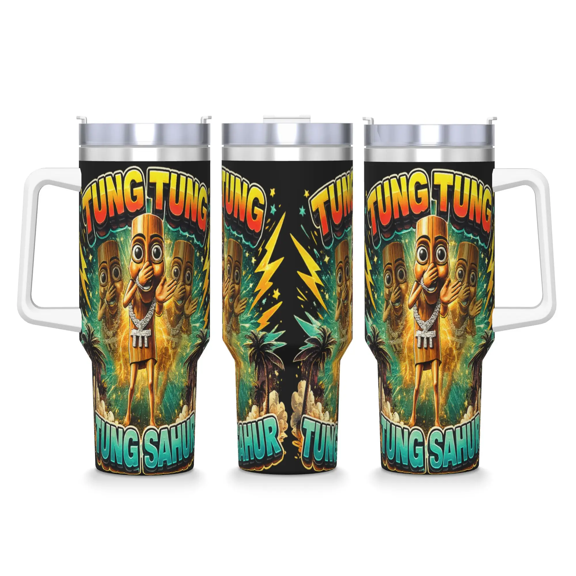 Stainless Steel Tumbler Tung Tung Tung Sahur is Calling Scuba Dance Funny Meme Coffee Mug Heat Hot Drinks Car Mugs Water Bottle