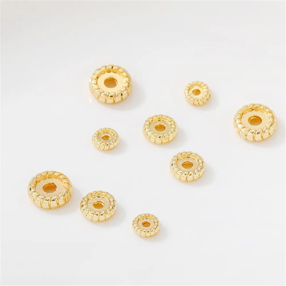 

14K Gold-plated Threaded Wheel Bead Spacer, Loose Bead Spacer, Handmade DIY Bead Bracelet, Necklace, Jewelry Material Accessorie