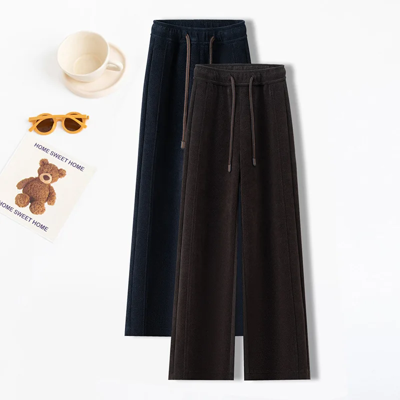 

Elastic Waist Drawstring Straight Pants for Women Slimming Draped Casual Pants