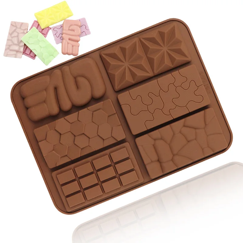 6 Grids Silicone Mini Rectangular Chocolate Mold Ice Plate Mousse Cake Decoration Baking Mold Biscuit Jelly Candy Tools DIY