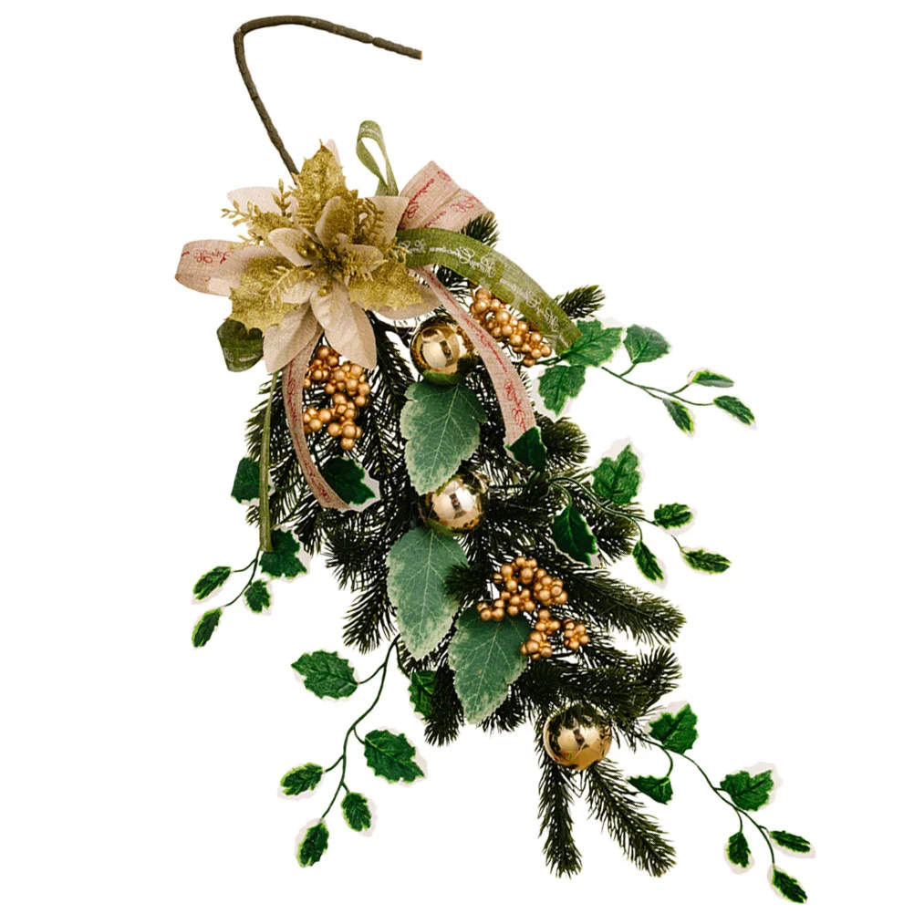 ประตูแขวนคริสต์มาสคว่ําของขวัญพวงหรีดเครื่องประดับ Swag Garland พวงหรีด Xmas Teardrop Ball
