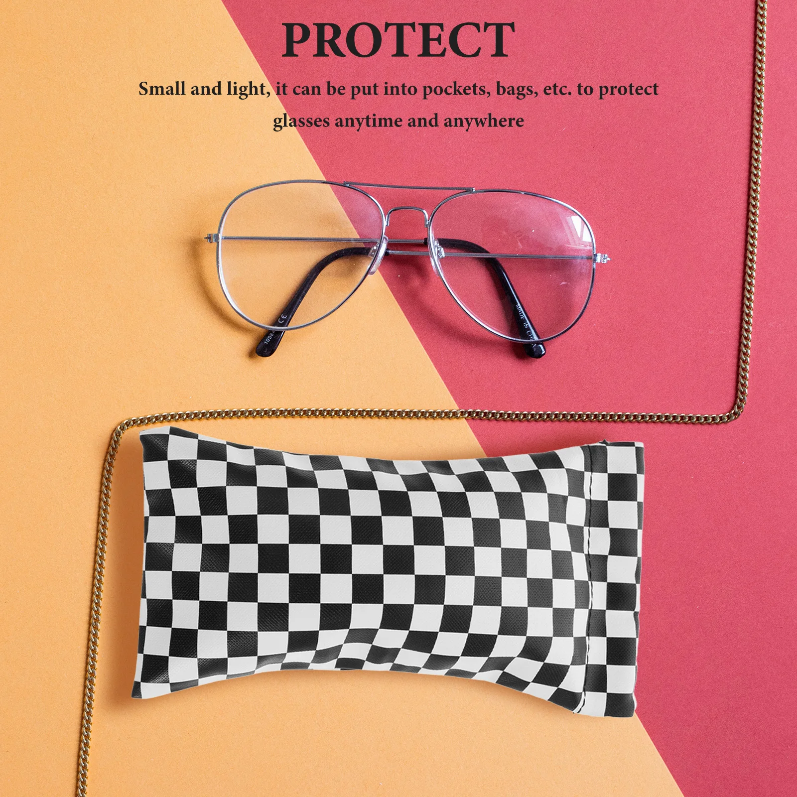 

Glasses Storage Bag Black White Plaid Sunglasses Case Portable Glasses Pouch Protective Eyeglasses Holder for Daily Use